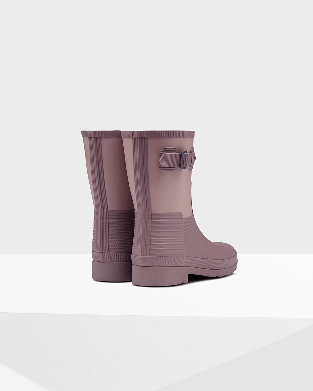 Hunter Refined Texture Block Slim Fit For Women - Short Rain Boots Pink/Purple | India CUDJX1304
